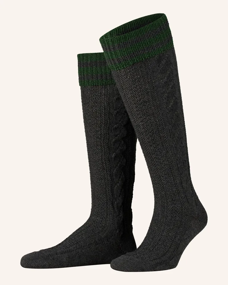 Lusana Trachten-Kniestrümpfe grau 0219