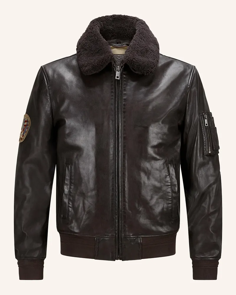 Milestone Lederjacke MSTOM Dunkelbraun