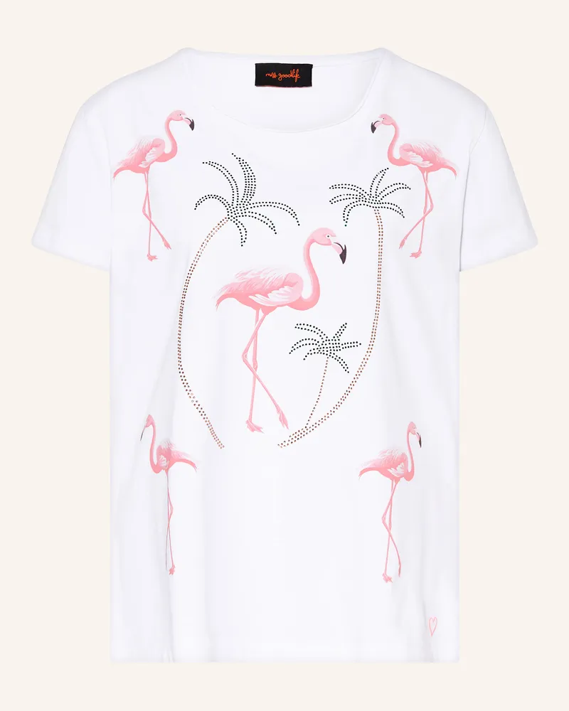 Miss Goodlife T-Shirt mit Schmucksteinen Weiss