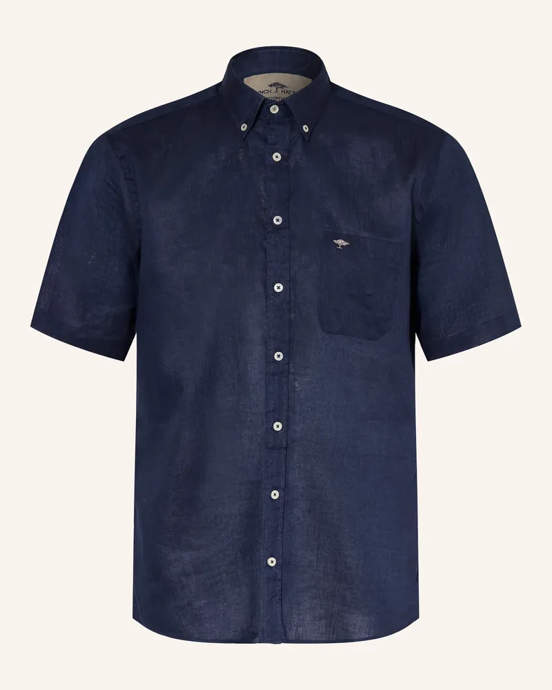 Fynch-Hatton Leinenhemd Comfort Fit blau Dunkelblau