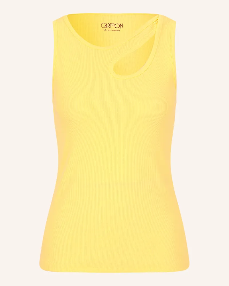 Cartoon Top mit Cut-out Hellgelb