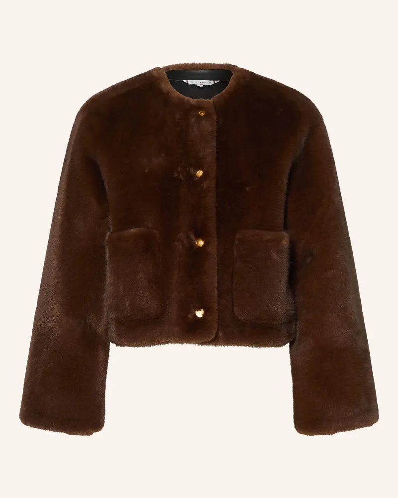 Tommy Hilfiger Kunstfell-Jacke braun Braun