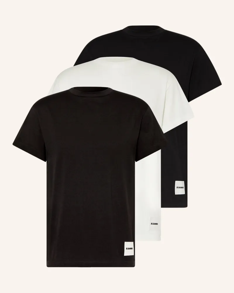 Jil Sander 3er-Pack T-Shirts Schwarz