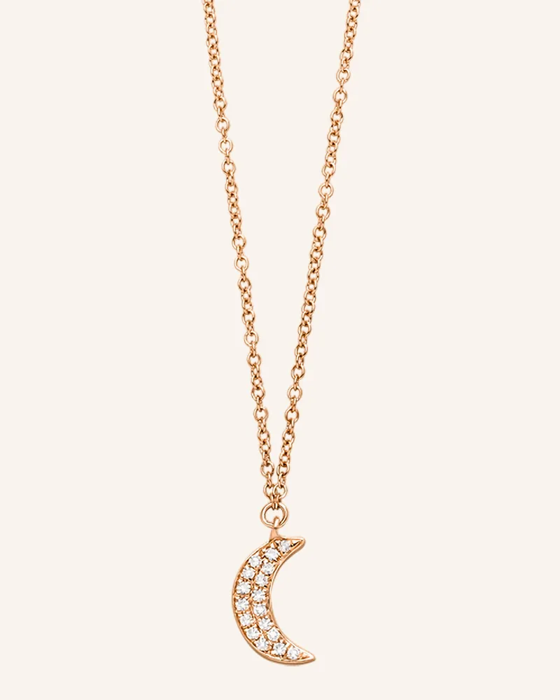 Leaf Halskette HALBMOND aus 18 Karat Roségold mit Diamanten Roségold