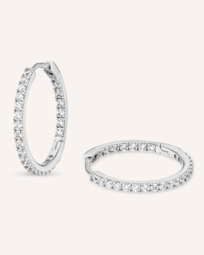 VEYNOU Creolen CLEO SMALL aus 14 Karat Weißgold mit Diamanten Weissgold