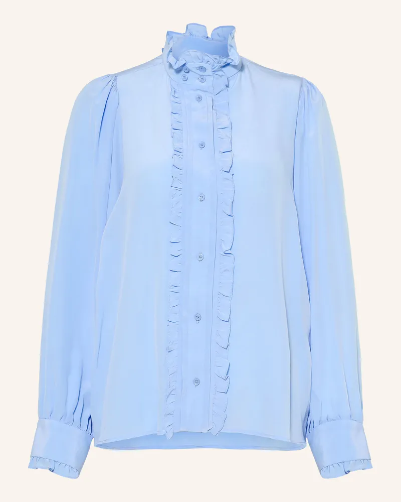 Sandro Seidenbluse Mit Rüschen blau Hellblau