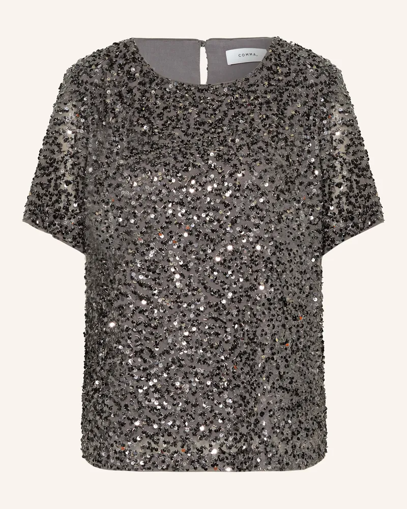 COMMA Blusenshirt mit Pailletten Grau