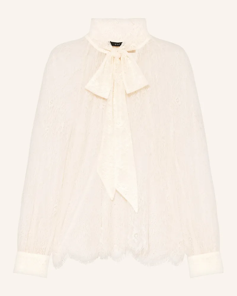 Oui  Schluppenbluse aus Spitze Creme