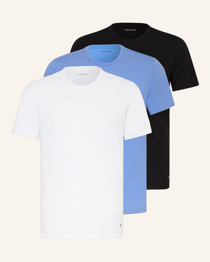 Calvin Klein 3er-Pack T-Shirts Cotton Stretch Blend blau Hellblau