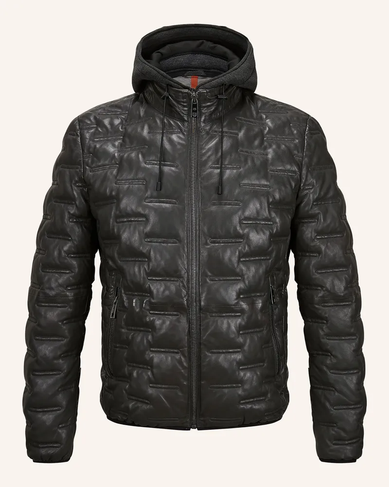 Milestone Lederjacke Msalonso Mit Herausnehmbarer Blende Und Abnehmbarer Kapuze grau Dunkelgrau