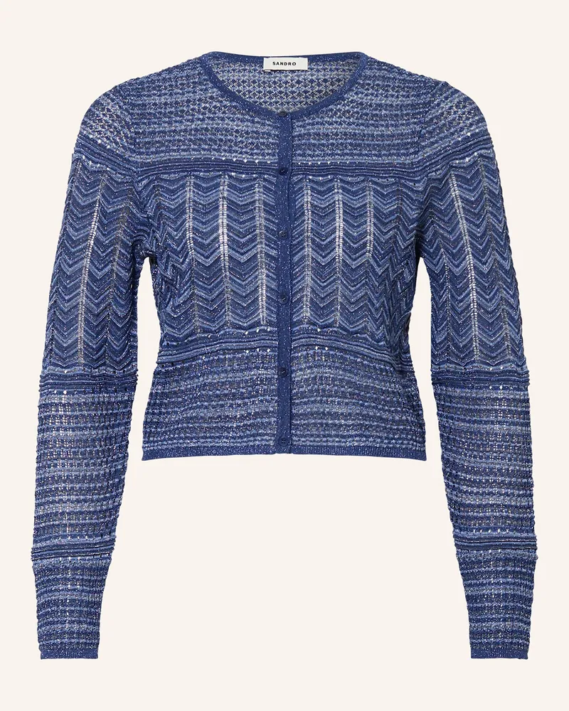 Sandro Strickjacke mit Glitzergarn Blau