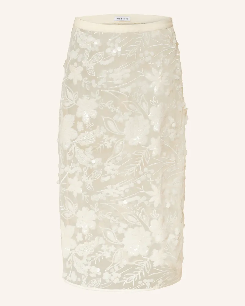 Mrs & HUGS Mesh-Rock Mit Pailletten beige Ecru