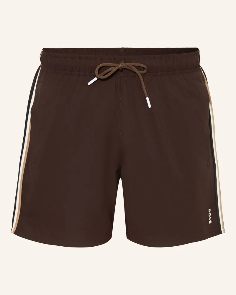 HUGO BOSS Badeshorts Iconic braun Dunkelbraun