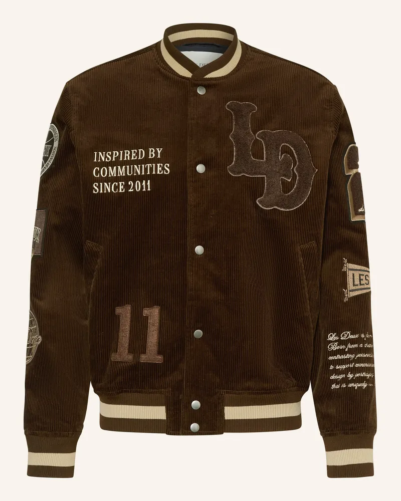 LES DEUX Collegejacke aus Cord Dunkelbraun