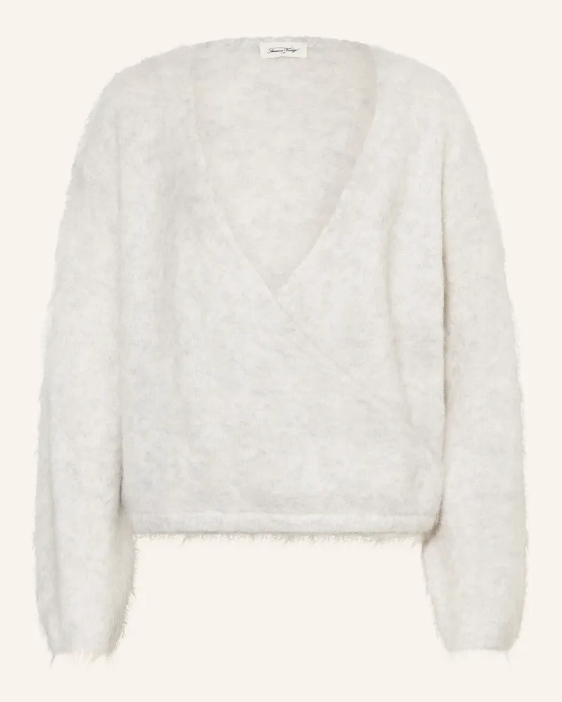 American Vintage Pullover NUNY in Wickeloptik mit Alpaka Hellgrau