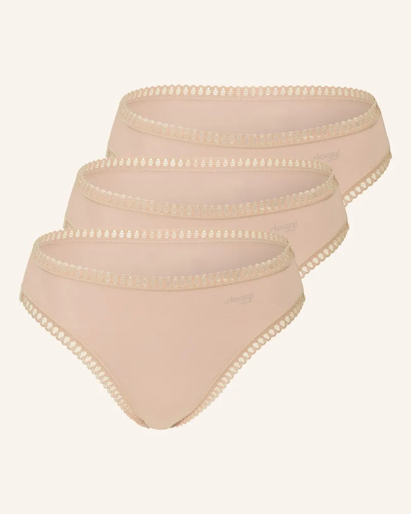 Sloggi 3er-Pack Slips Go Crush braun Hellbraun