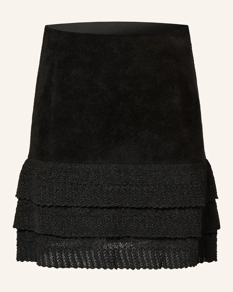 Claudie Pierlot Frottee-Rock MARCELINA mit Spitze Schwarz