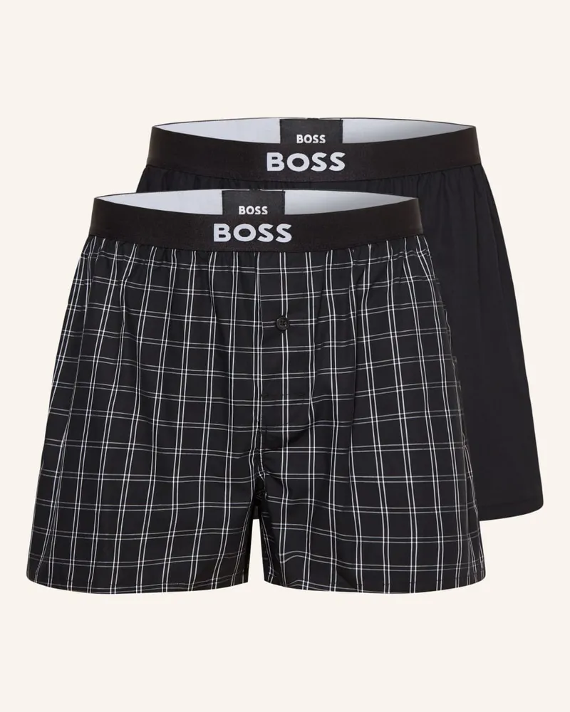 HUGO BOSS 2er-Pack Web-Boxershorts Schwarz