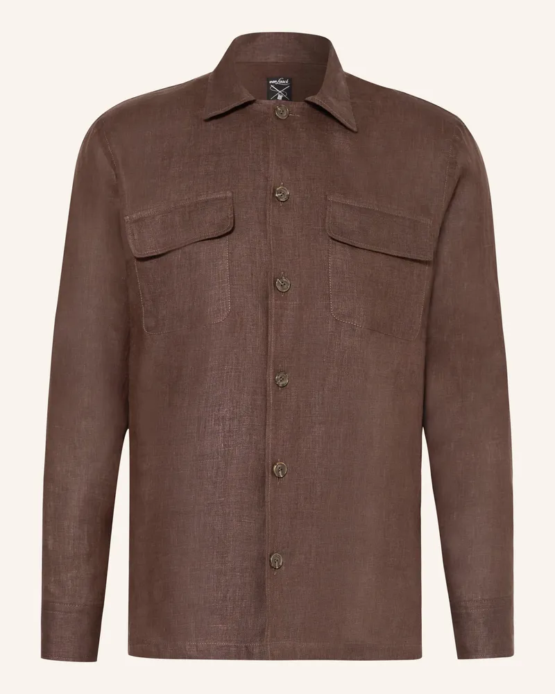 van Laack Leinenhemd VL-RADIN-K Regular Fit Dunkelbraun