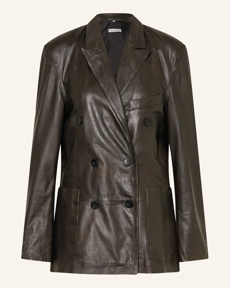 Mrs & HUGS Lederjacke braun Schwarz