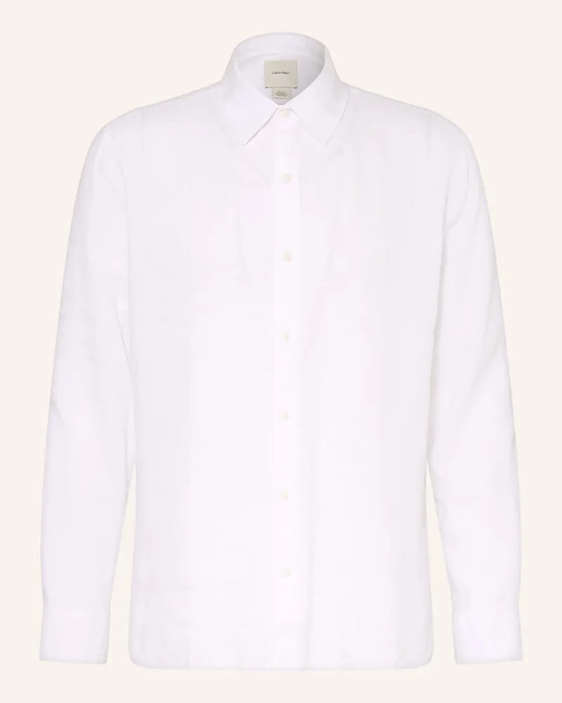 Calvin Klein Hemd Classic Fit Mit Leinen weiss Weiss