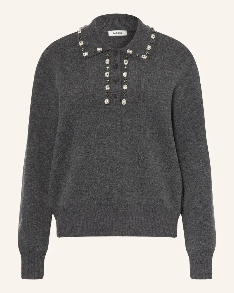 Sandro Pullover Mit Schmucksteinen grau Dunkelgrau