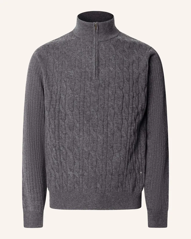 Hackett Pullover Lambswool Cable Hzip grau Grau