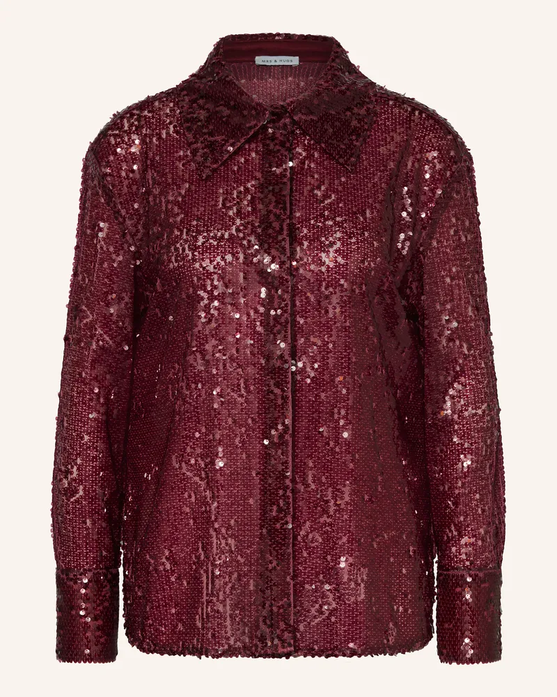 Mrs & HUGS Hemdbluse mit Pailletten Dunkelrot