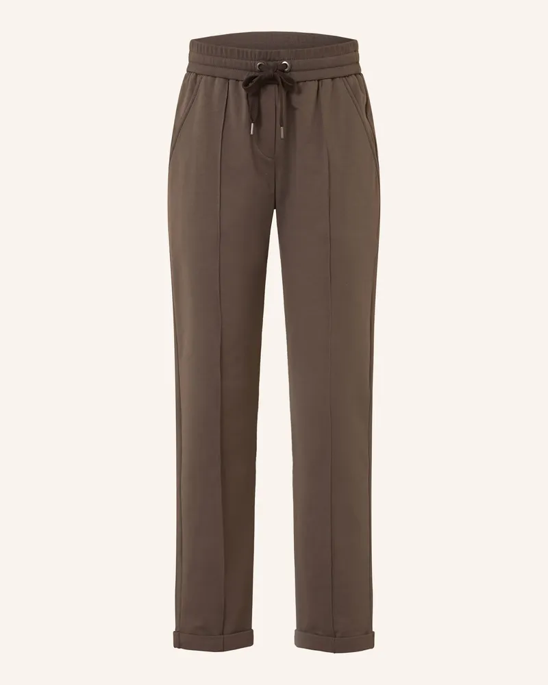 Brunello Cucinelli Hose im Joggingstil mit Schmucksteinen Dunkelbraun