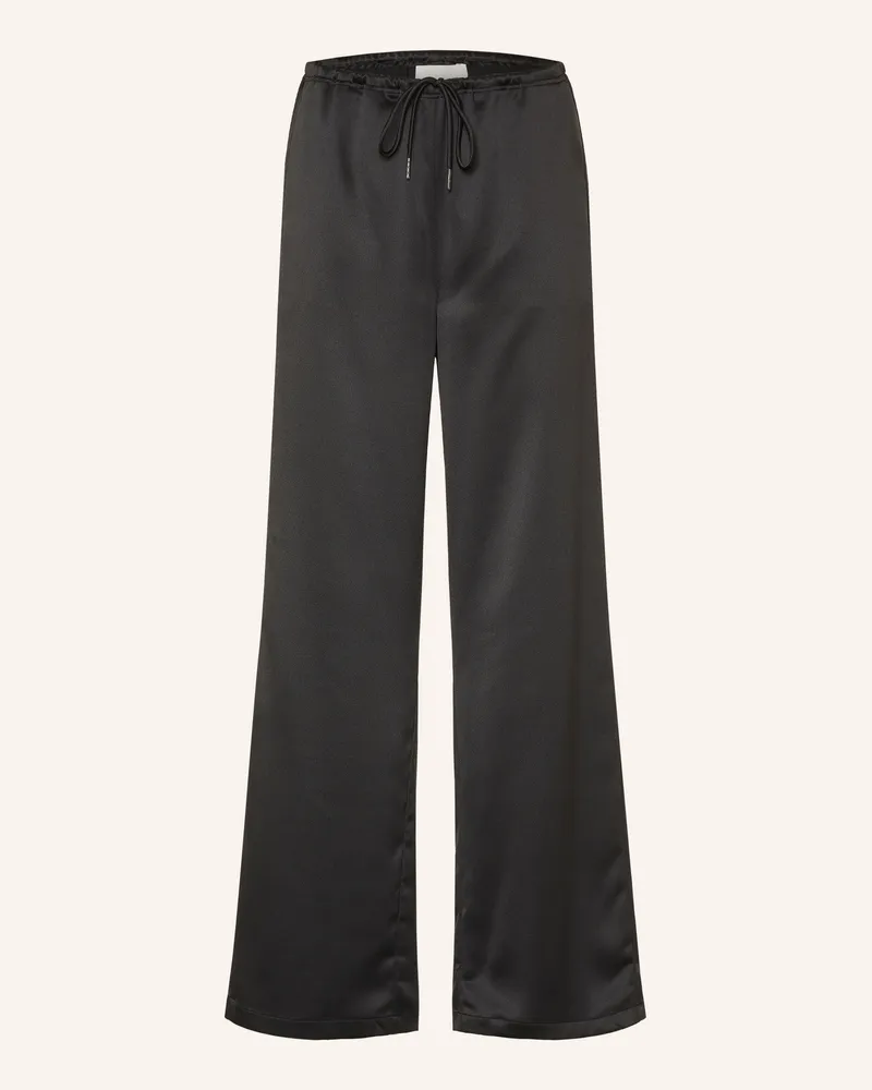 Juvia Marlenehose Florens Aus Satin schwarz Schwarz