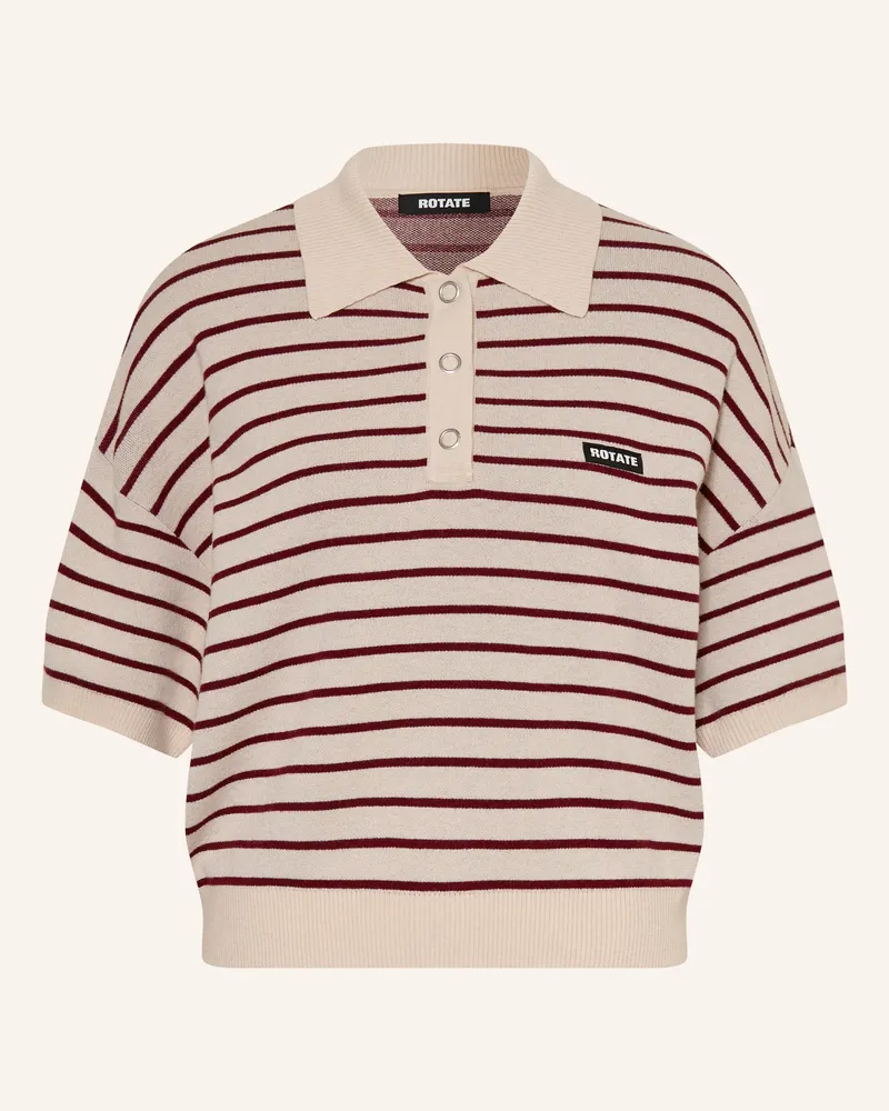 ROTATE Birger Christensen Strick-Poloshirt beige Dunkelrot