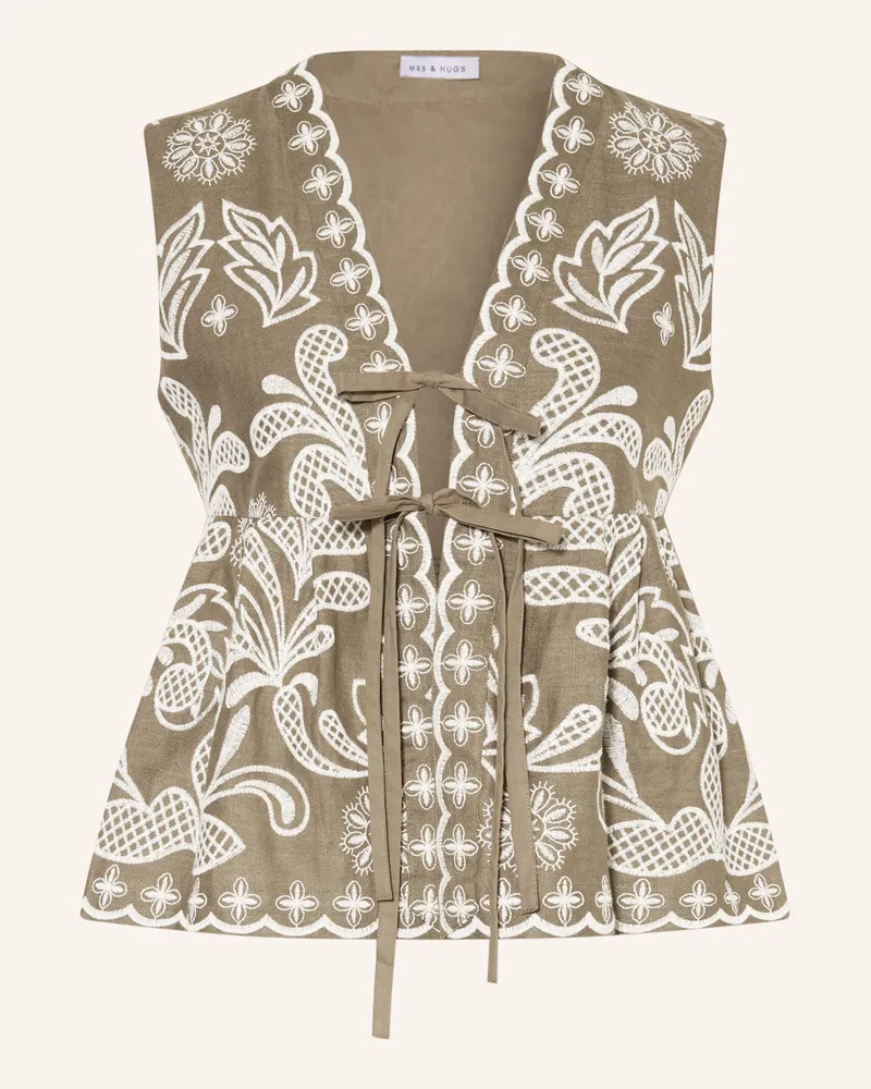 Mrs & HUGS Bluse mit Leinen Oliv