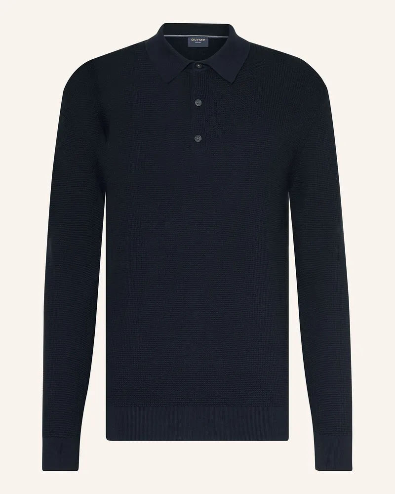 Olymp Strick-Poloshirt Dunkelblau