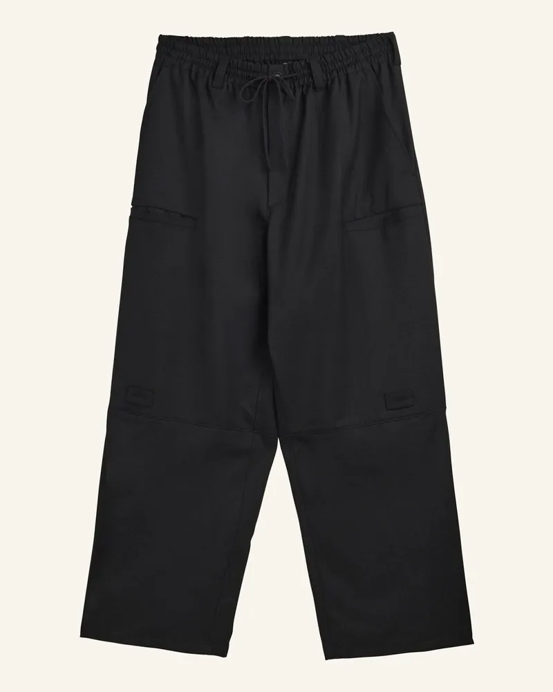 Y-3 Y-3 HOSE AUS VEREDELTEM WOLLSTOFF MIT BÜNDCHEN Schwarz