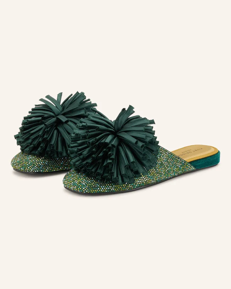 Kurt Geiger Mules Pom Mit Schmucksteinen gruen Dunkelgrün