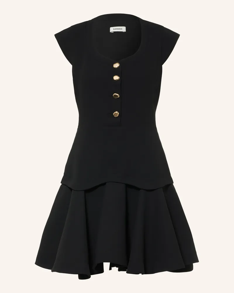 Sandro Kleid Mit Volants schwarz Schwarz