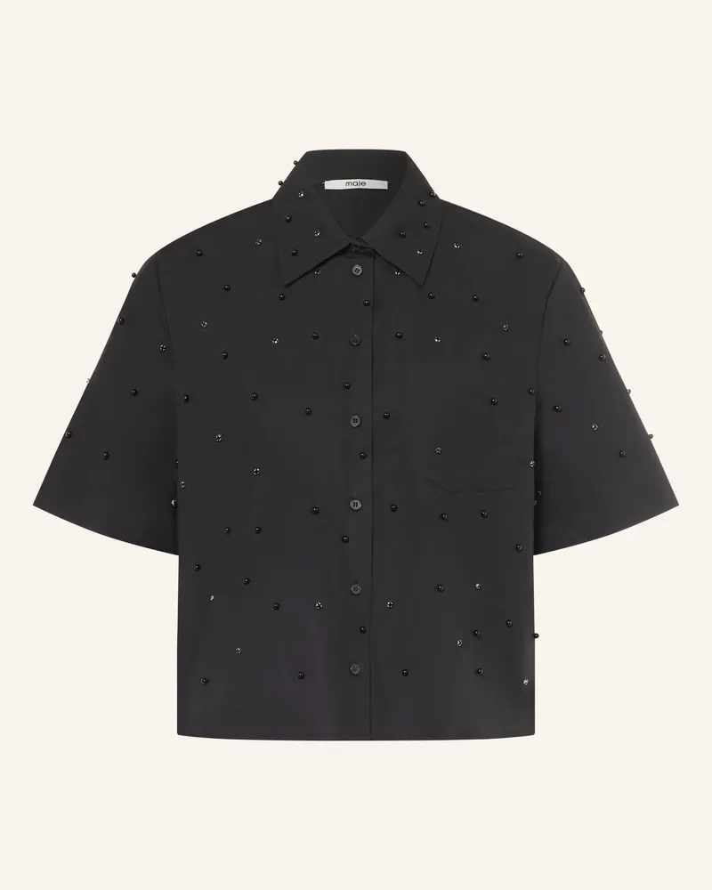 Maje Hemdbluse Mit Schmucksteinen schwarz Schwarz