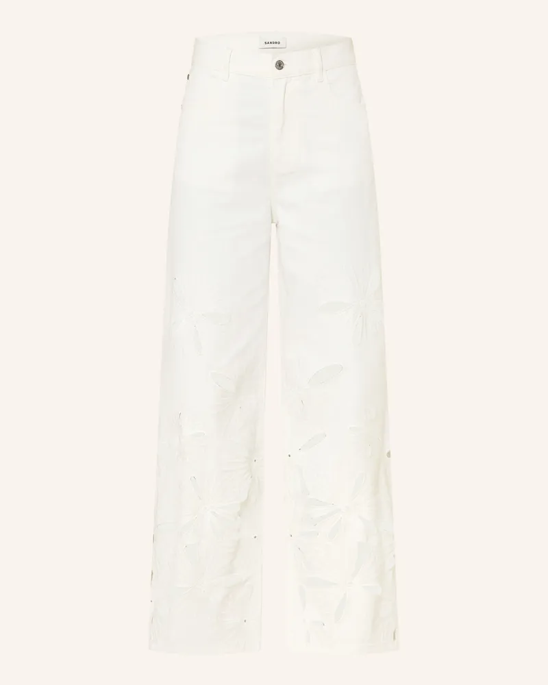 Sandro Wide Leg Jeans Mit Lochspitze weiss 10