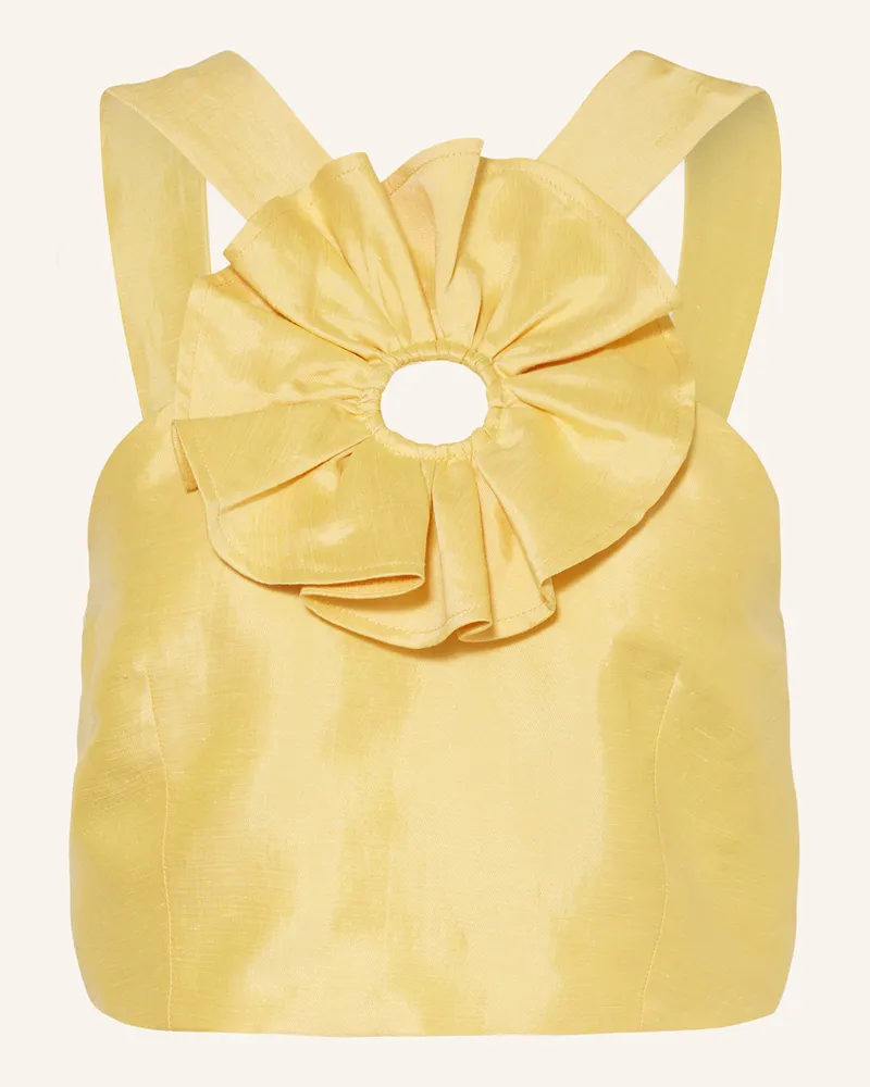 Sandro Cropped-Top mit Leinen Gelb