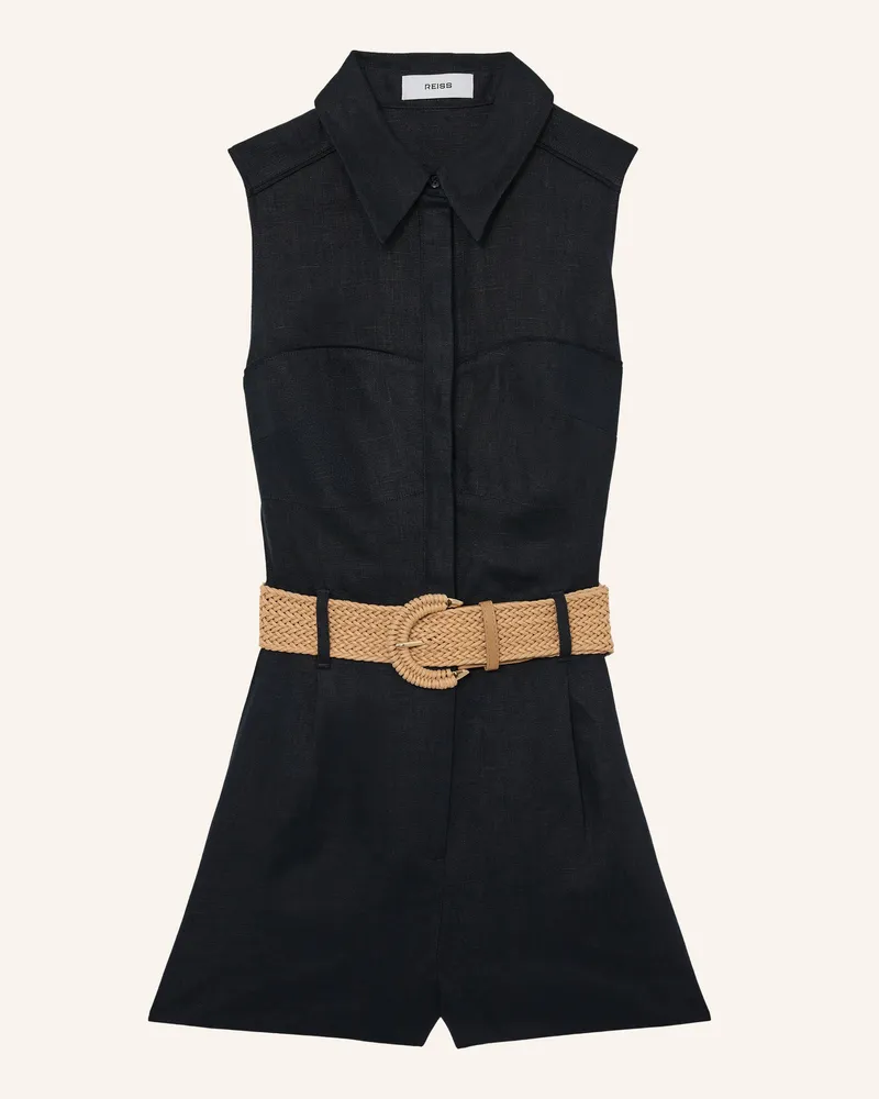 Reiss Jumpsuit TAYLOR aus Leinen Dunkelblau