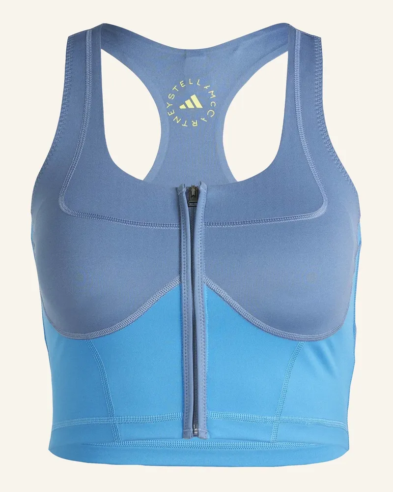 adidas ADIDAS BY STELLA MCCARTNEY TWO-TONE ZIPPED CROP-TOP Dunkelblau
