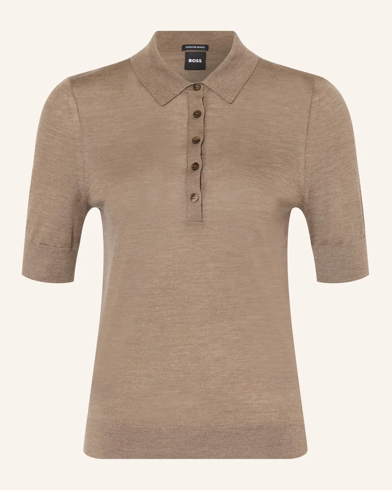 HUGO BOSS Poloshirt Fidenka Aus Merinowolle beige Braun