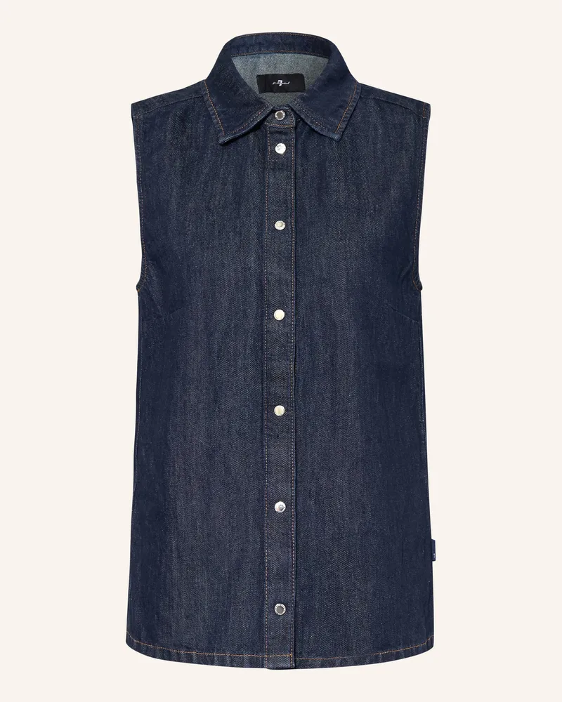 7 for all mankind Jeansweste BLOSSOM mit Leinen Dunkelblau