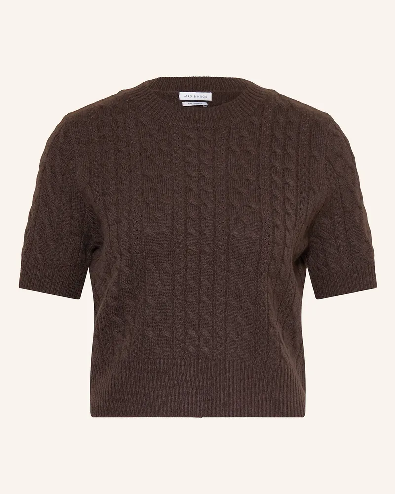 Mrs & HUGS Strickshirt aus Cashmere Dunkelbraun