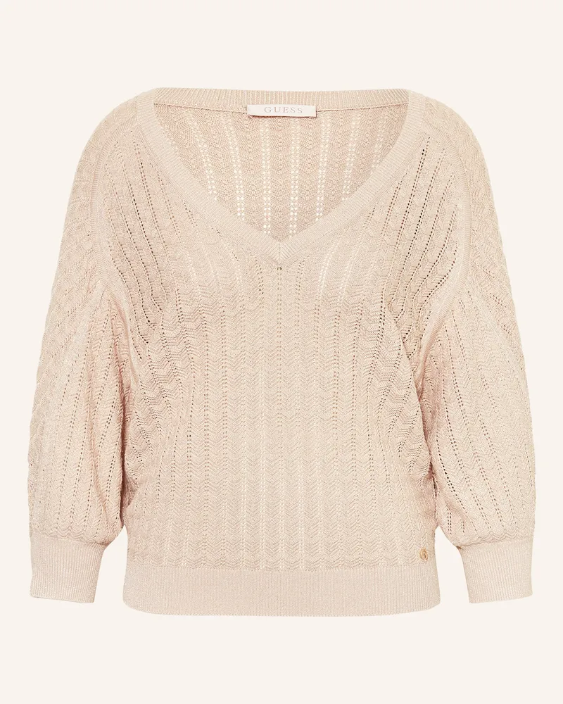 Guess Pullover ROSALYN mit Gitzergarn und 3/4-Arm Beige