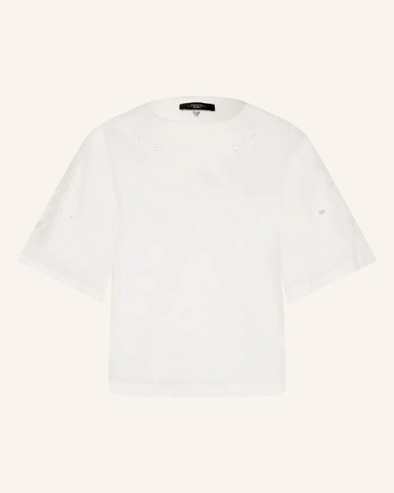 Max Mara Blusenshirt TARGA mit Lochspitze Weiss