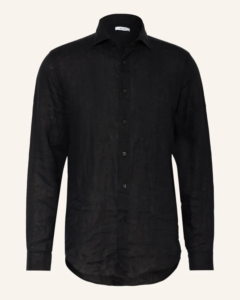 Reiss Leinenhemd Ruban Regular Fit schwarz Schwarz