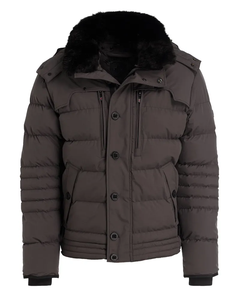 Wellensteyn Steppjacke STARSTREAM mit abnehmbarer Kapuze und Kunstfellbesatz Grau