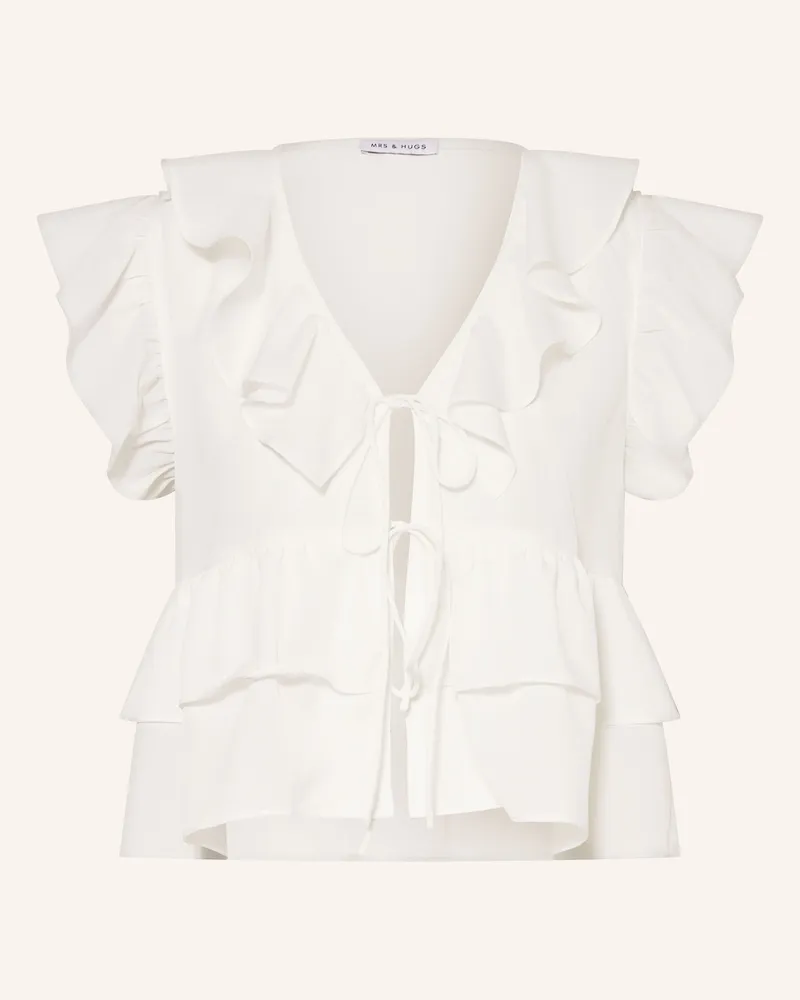 Mrs & HUGS Bluse Mit Volants weiss Weiss