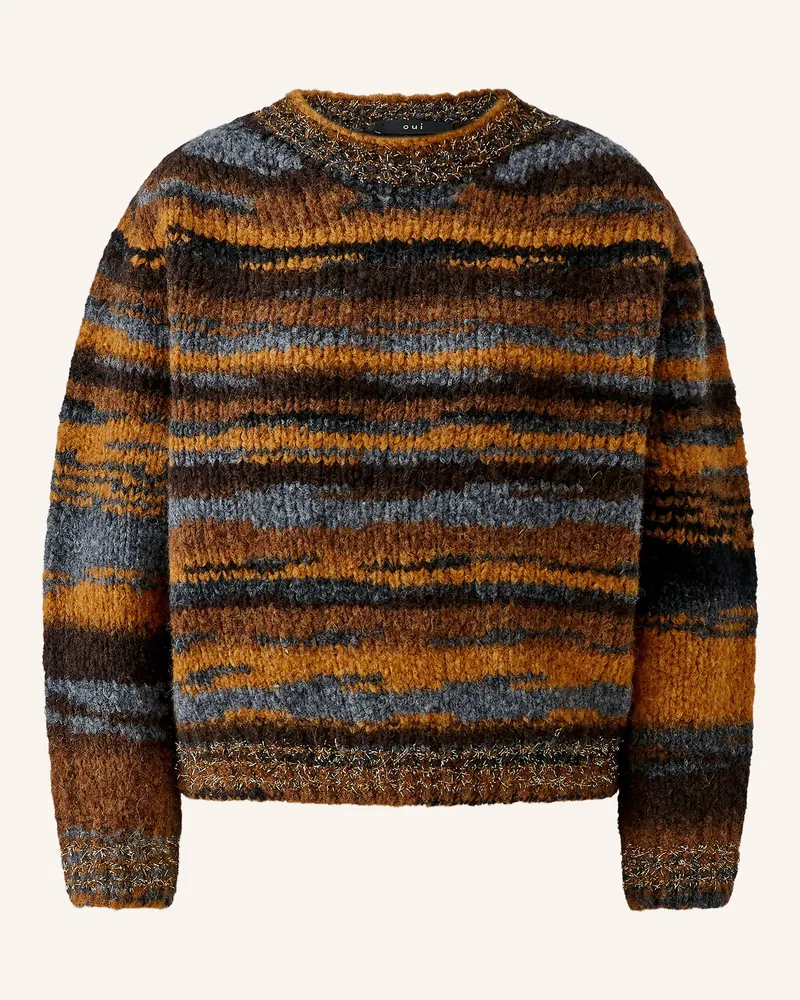 Oui  Pullover Mit Glitzergarn braun Cognac